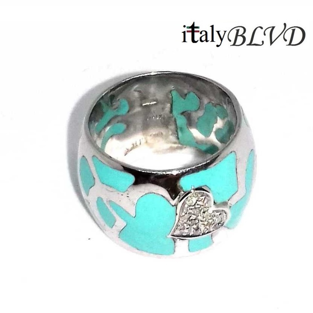 Made in Italy hand made Enamel/diamonds ring